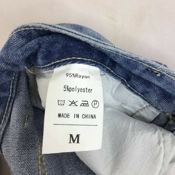 Coeur De Vague Women's Blue Highly Distressed Slim Fit Tapered Jeans Size M - Picture 8 of 10